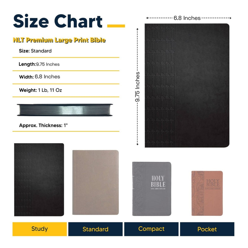 NLT Black Standard Size Premium Holy Bible Large Print