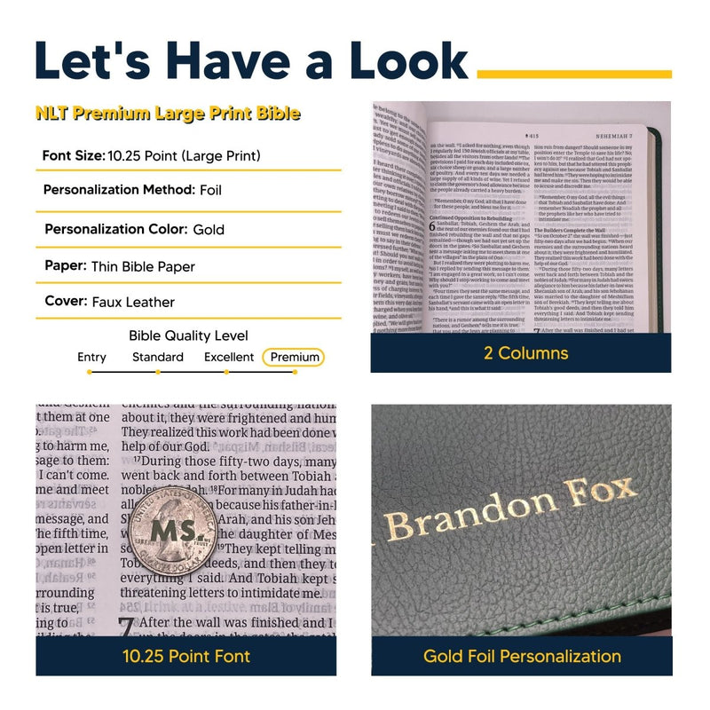 NLT Green Standard Size Premium Holy Bible Large Print
