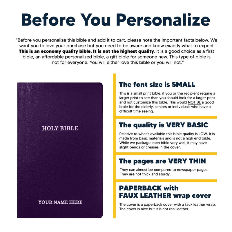 KJV Purple Standard Size Holy Bible Small Print