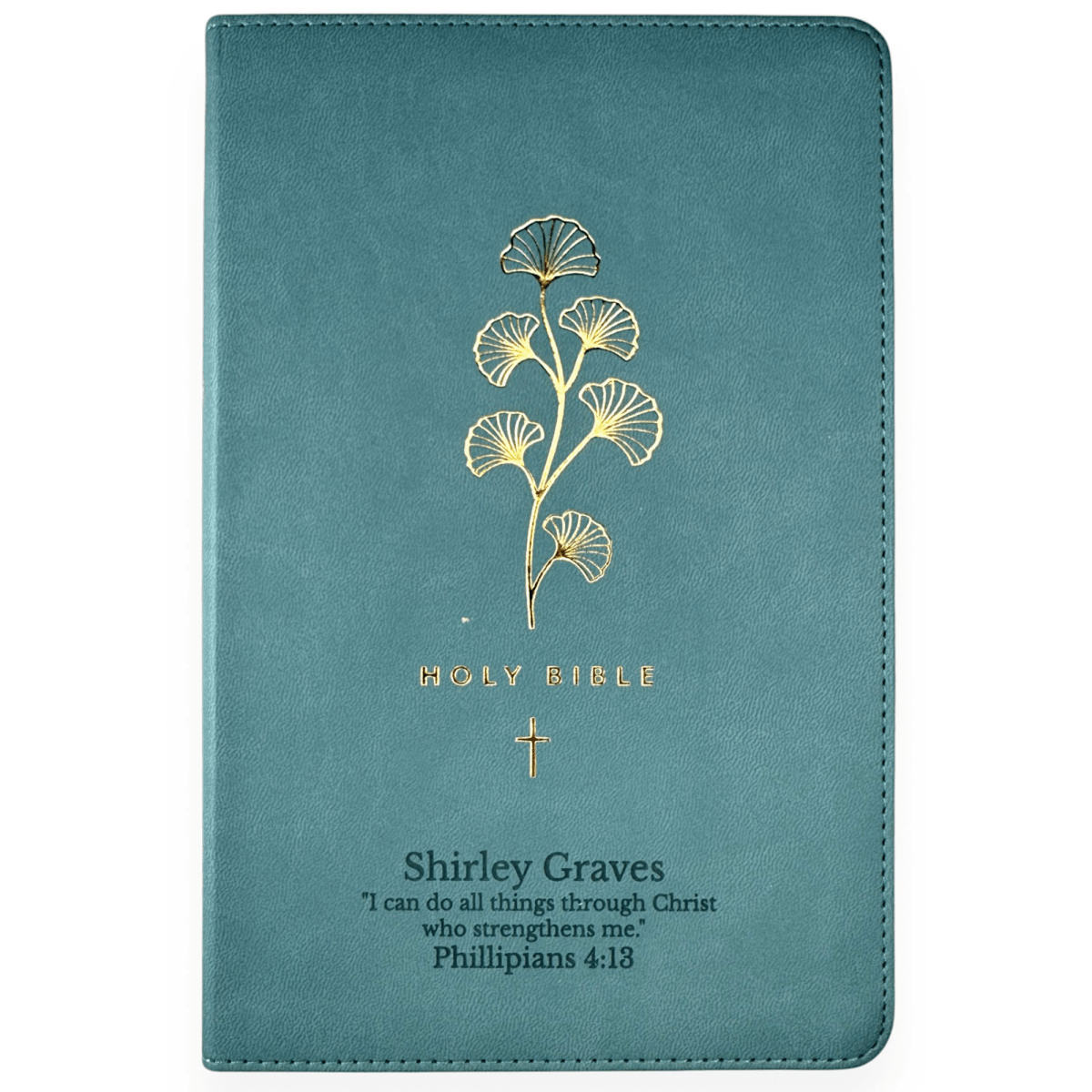 NLT Dark Teal Standard Size Holy Bible Small Print | Gold Floral