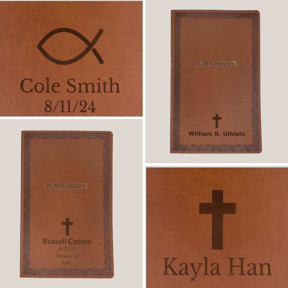 Personalized Soft Touch Brown Faux Leather NIV Bible - Shepherds Shelf