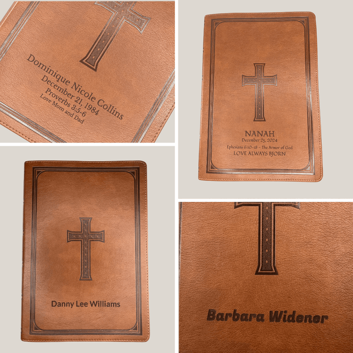 Personalized Super Giant Print Saddle Brown Cross KJV Bible | Shepherds Shelf - Shepherds Shelf