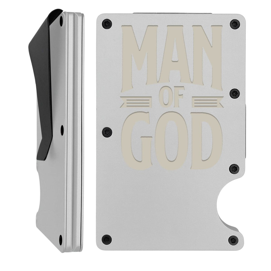 Personalized Thin Metal Wallet Custom with Man of God - Shepherds Shelf