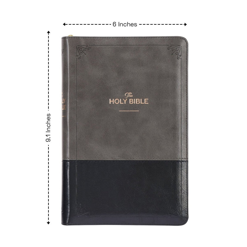 KJV Gray Black Standard Size Two Tone Holy Bible Small Print