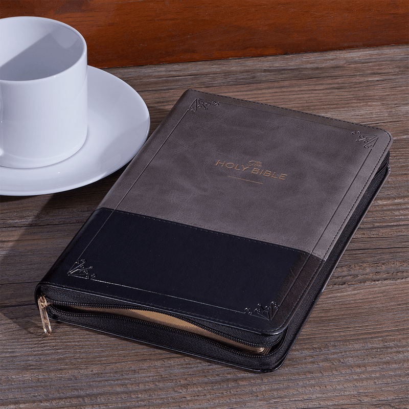KJV Gray Black Standard Size Two Tone Holy Bible Small Print
