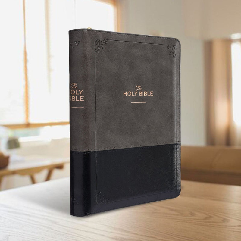 KJV Gray Black Standard Size Two Tone Holy Bible Small Print