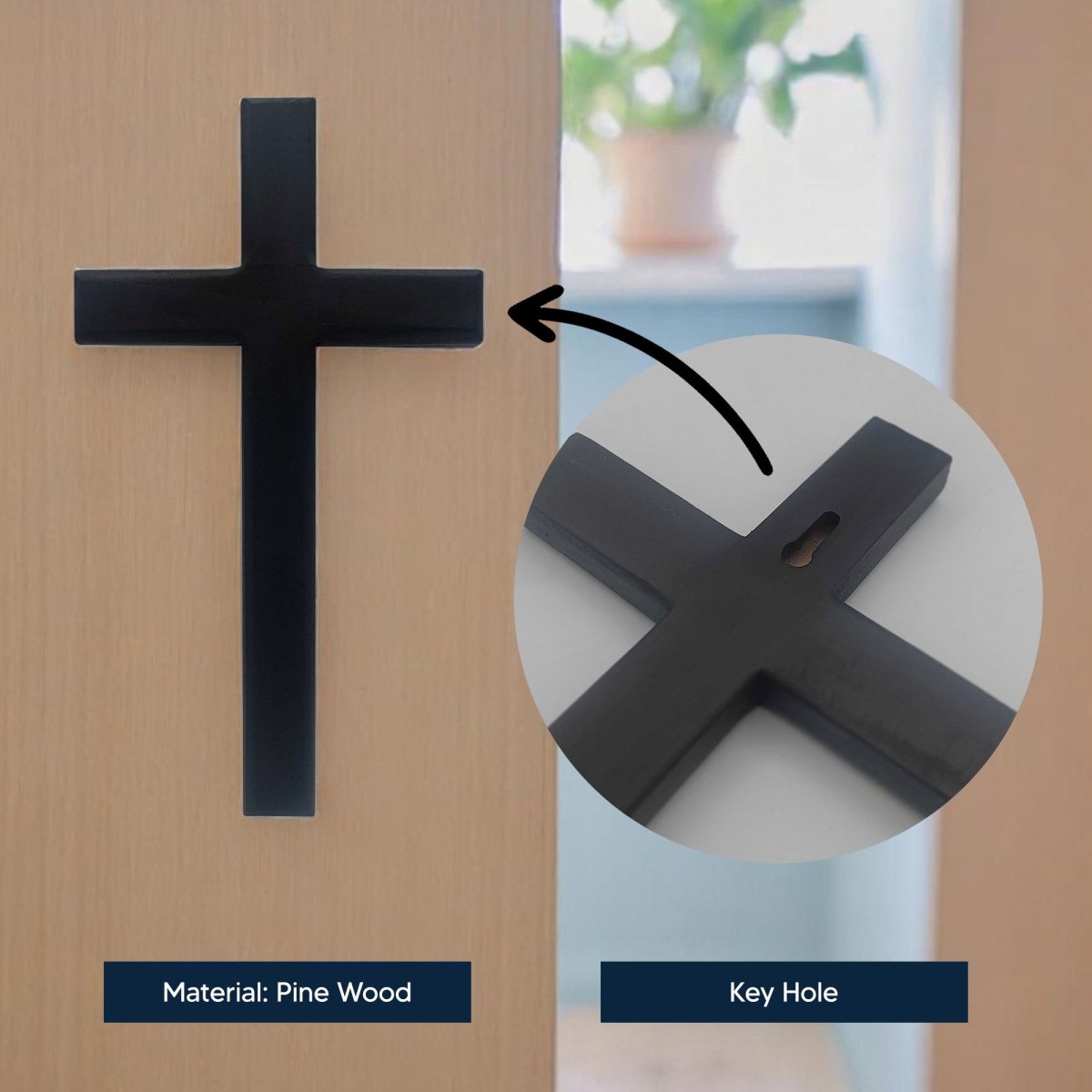 Personalized Wooden Wall Cross with Family Name – Home Blessing Décor - Shepherds Shelf