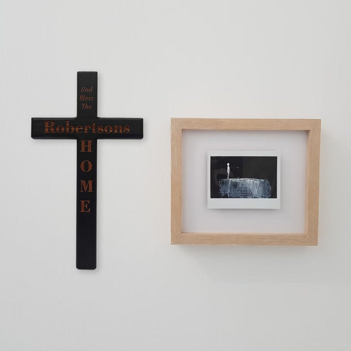 Personalized Wooden Wall Cross with Family Name – Home Blessing Décor - Shepherds Shelf