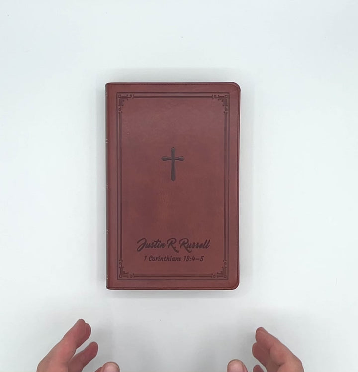 NKJV Brown Standard Size Holy Bible Large Print | Lay Flat Cross