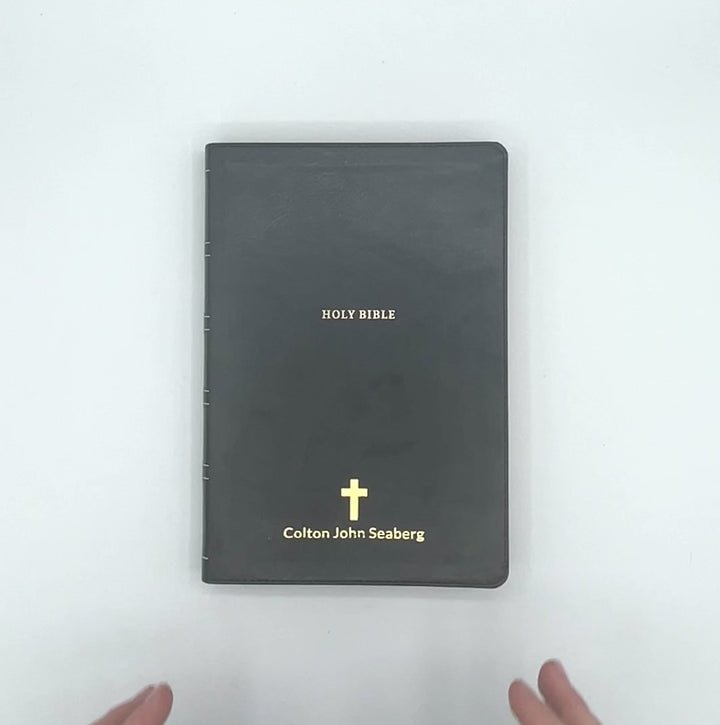 NKJV Black Study Size Thinline Holy Bible Large Print