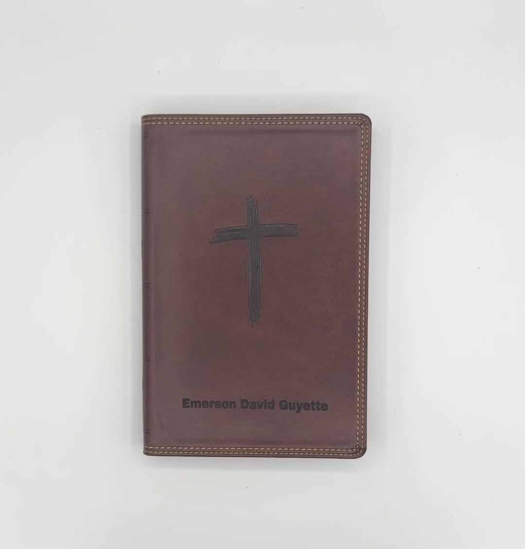 NKJV Brown Standard Kids Holy Bible Medium Print | Cross and Gold Stitching
