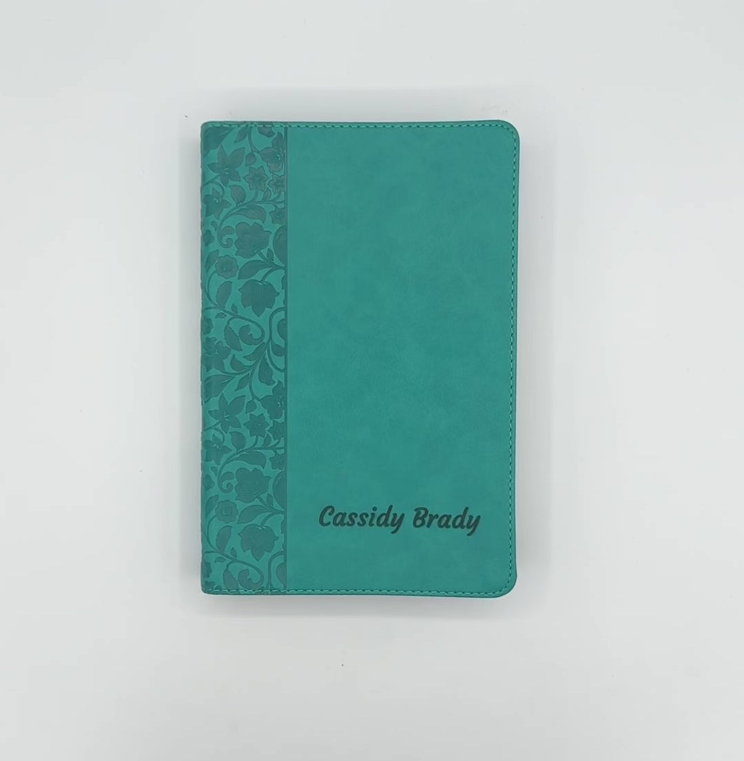 NASB Teal Standard Size Holy Bible Large Print | Floral Pattern