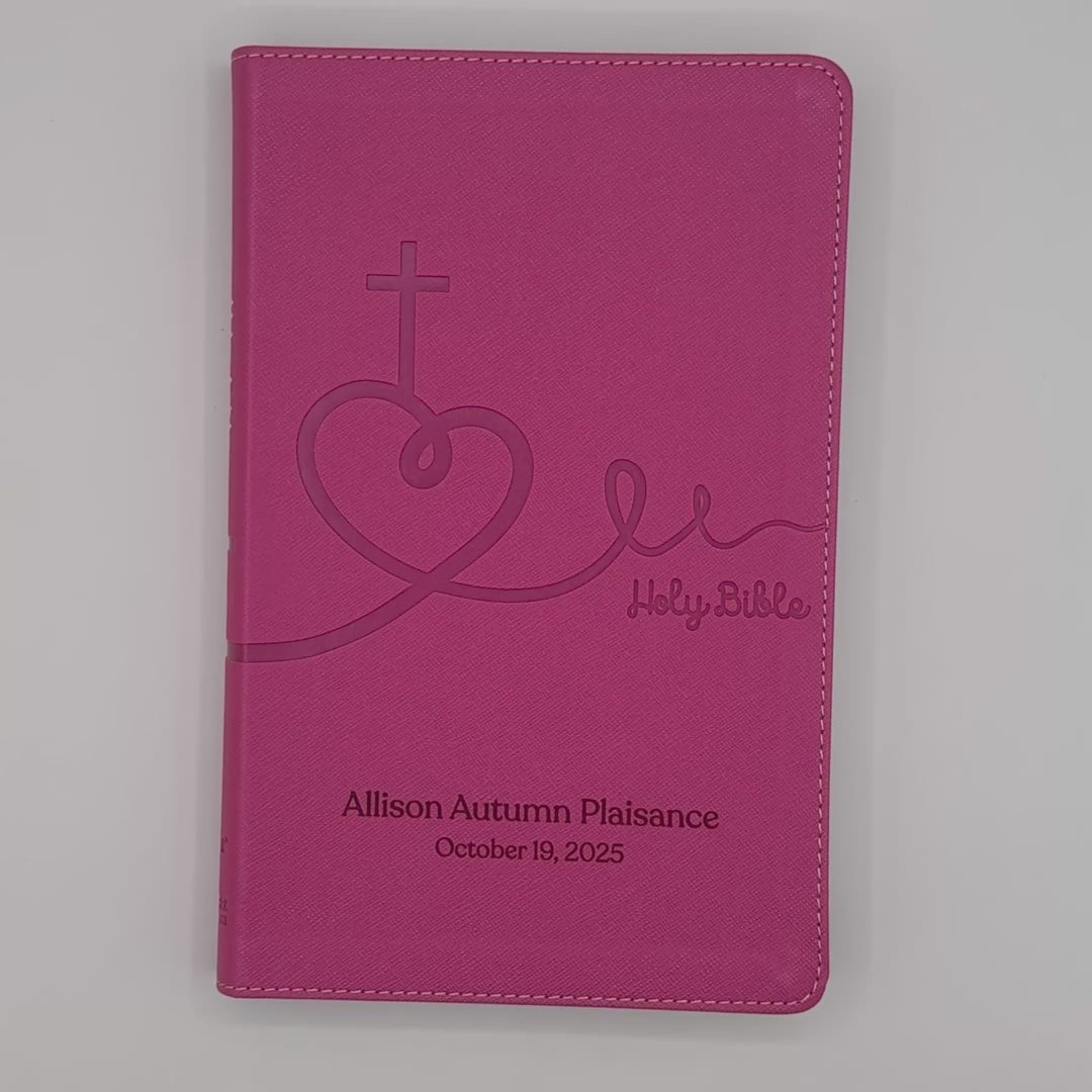 NIV Pink Standard Size Kids Holy Bible Medium Print | Heart and Cross
