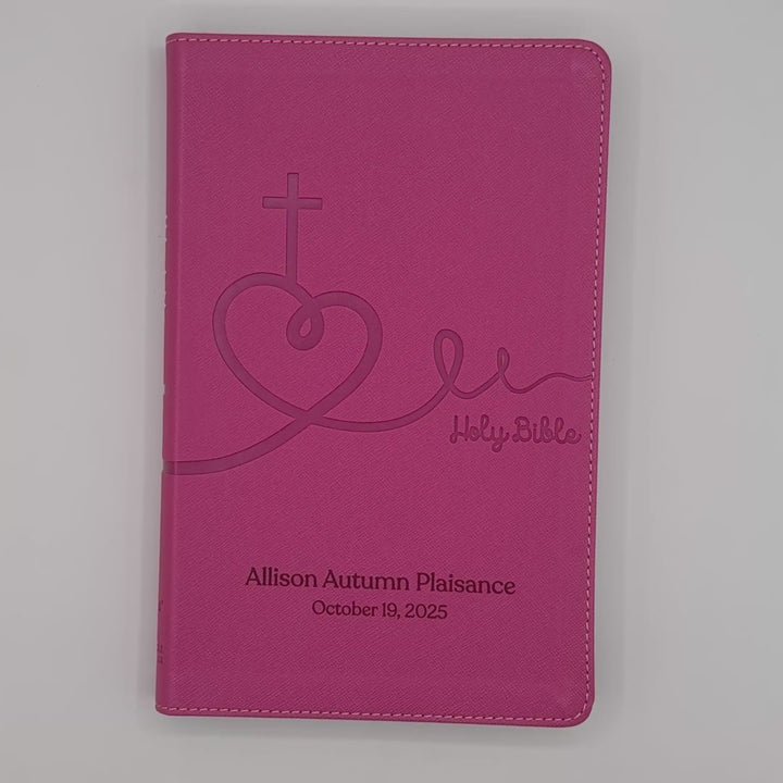 NIV Pink Standard Size Kids Holy Bible Medium Print | Heart and Cross