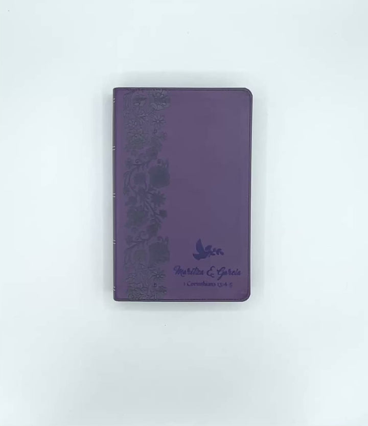 NKJV Purple Standard Size Holy Bible Large Print | Lay Flat Floral
