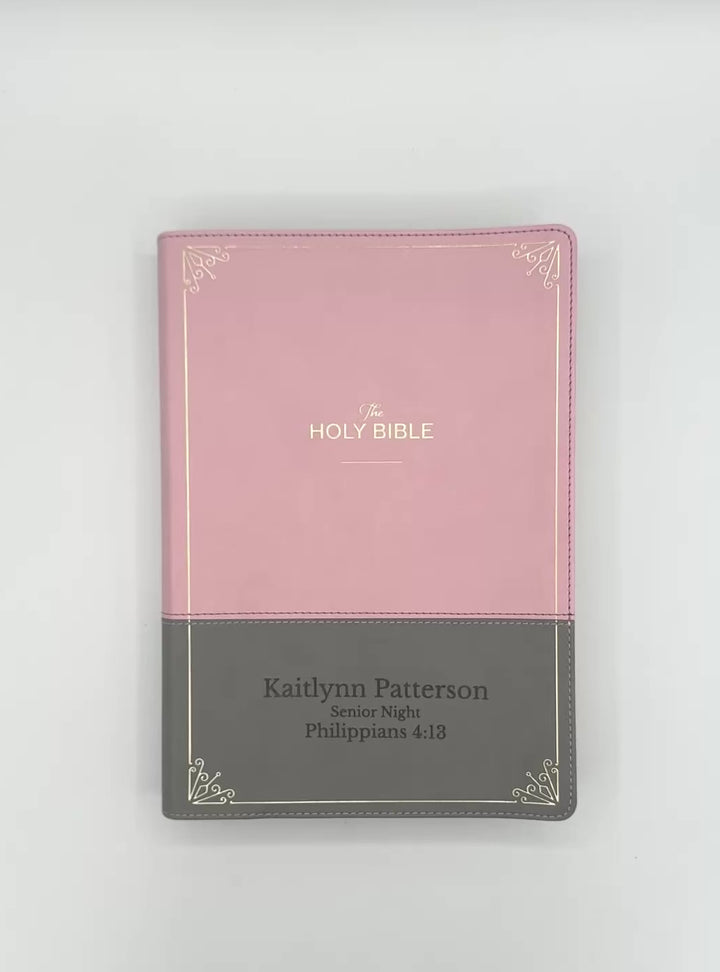 KJV Pink Gray Study Size Holy Bible Giant Print