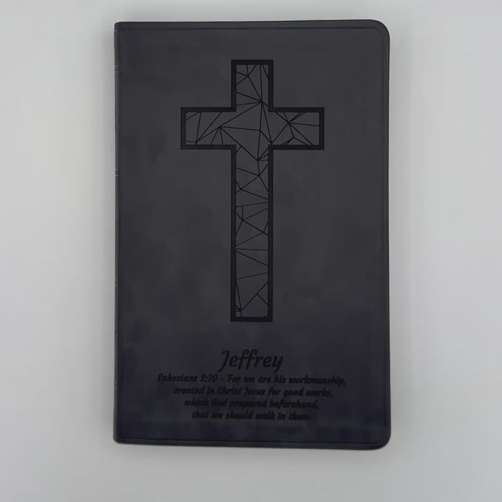 ESV Black Standard Size Thinline Holy Bible Large Print | Geometric Cross