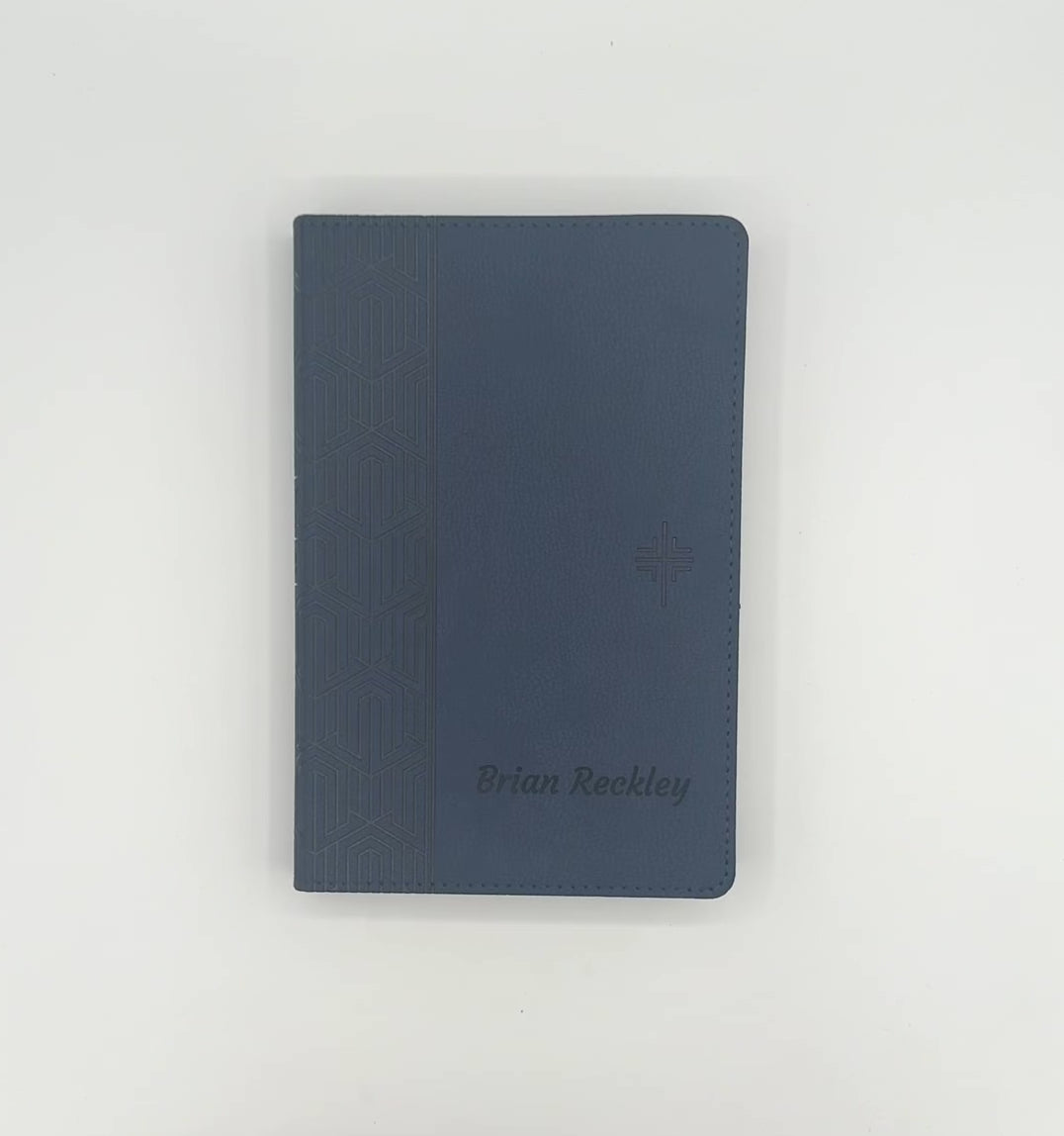 NLT Blue Standard Size Holy Bible Small Print | Geometric