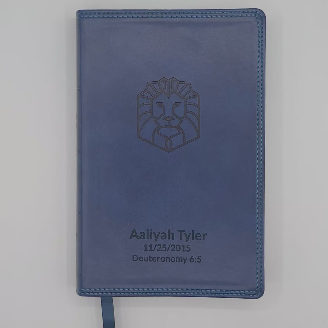 NKJV Blue Standard Kids Holy Bible Medium Print | Lion Emblem