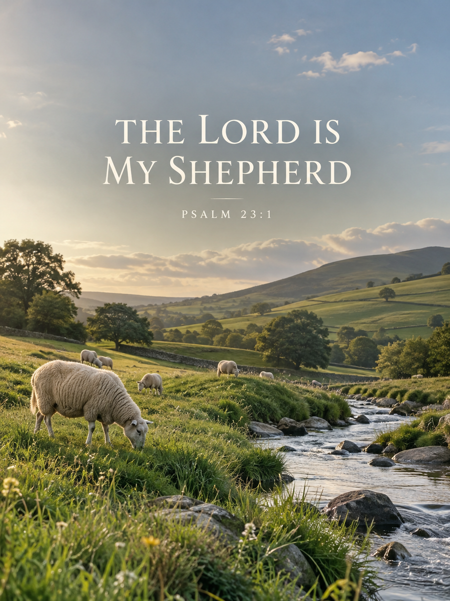 THE LORD IS MY SHEPHERD — nature-inspired message image