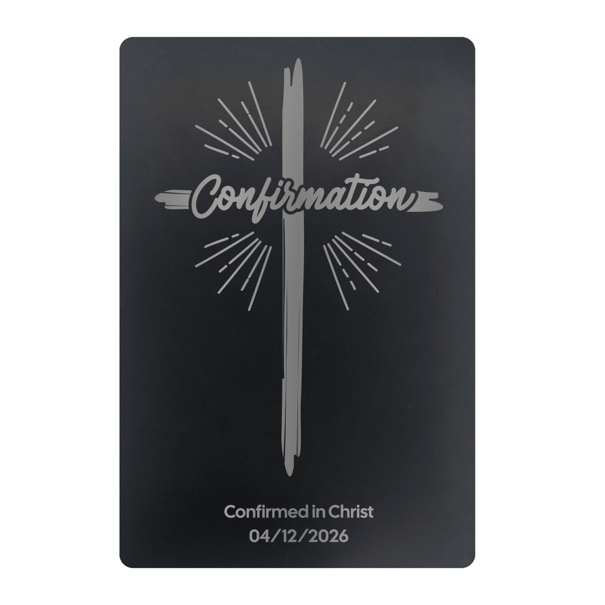 Radiant Cross Confirmation Metal Pocket Prayer Card – Christian Gift, Black Engraved Message Card - Shepherds Shelf