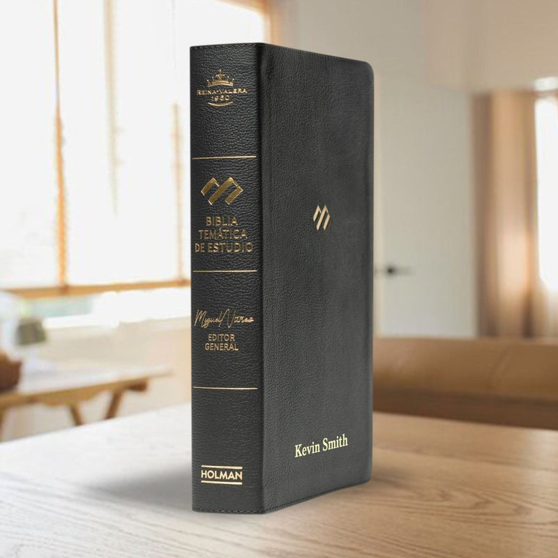Santa Biblia de estudio en español personalizada con tu nombre | Tamaño de impresión mediano | RVR1960 | Cuero negro | Personalized RVR 1960 Spanish Holy Bible Leather Medium Print Study Bible Black | Shepherds Shelf