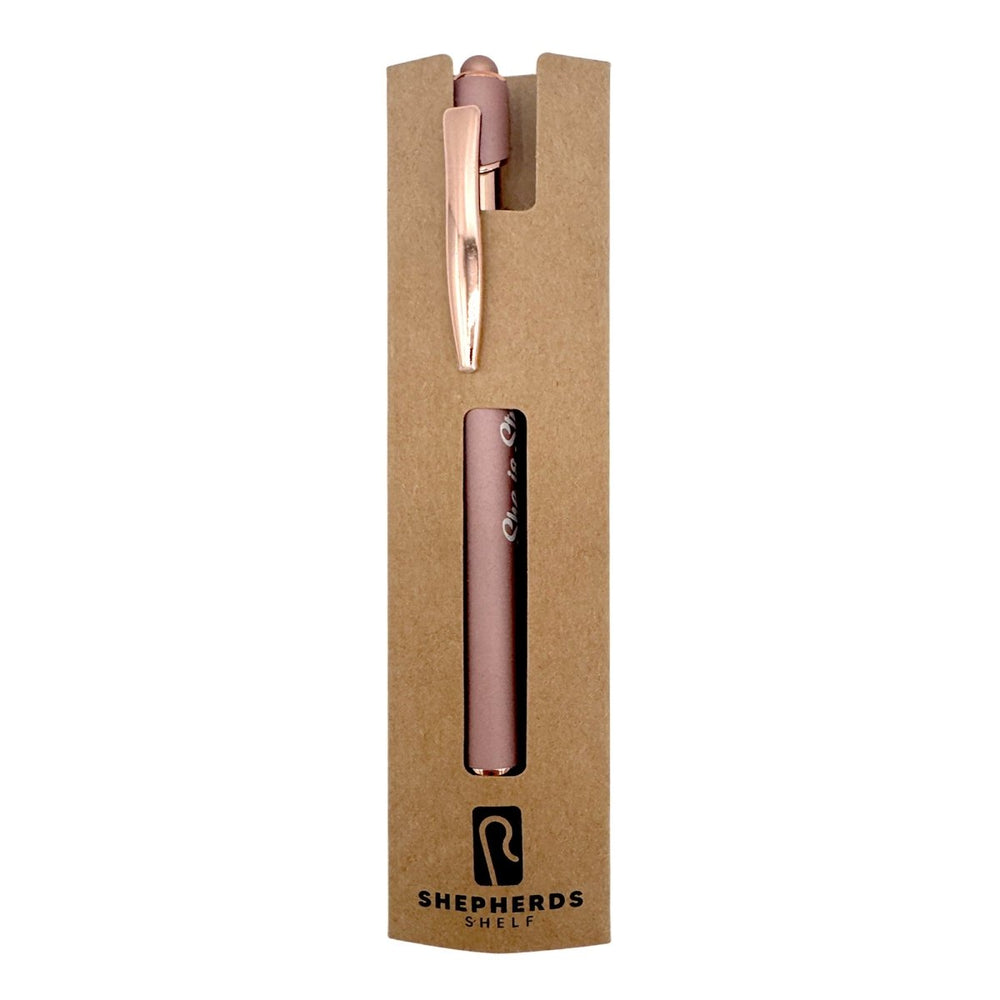 She is Strong Rose Gold Metal Stylus Pen Black Ink, Pink - Shepherds Shelf