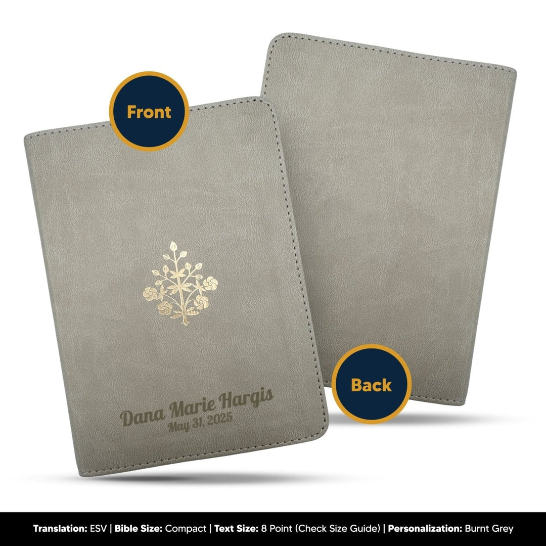 Small Compact Customized ESV Holy Bible | Faux Leather | Red Letter | Small Print | Gray - Shepherds Shelf