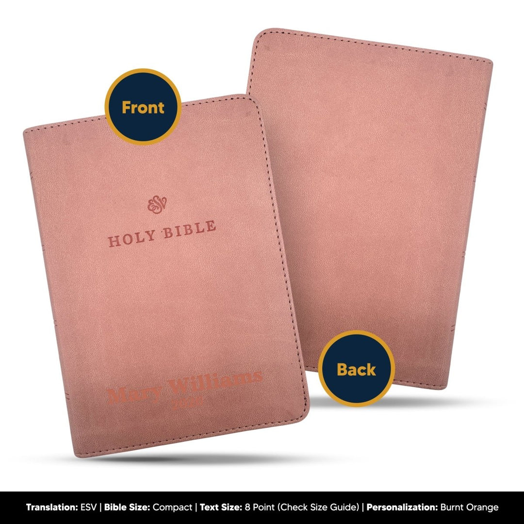 Small Compact Customized ESV Holy Bible | Faux Leather | Red Letter | Small Print | Pink - Shepherds Shelf