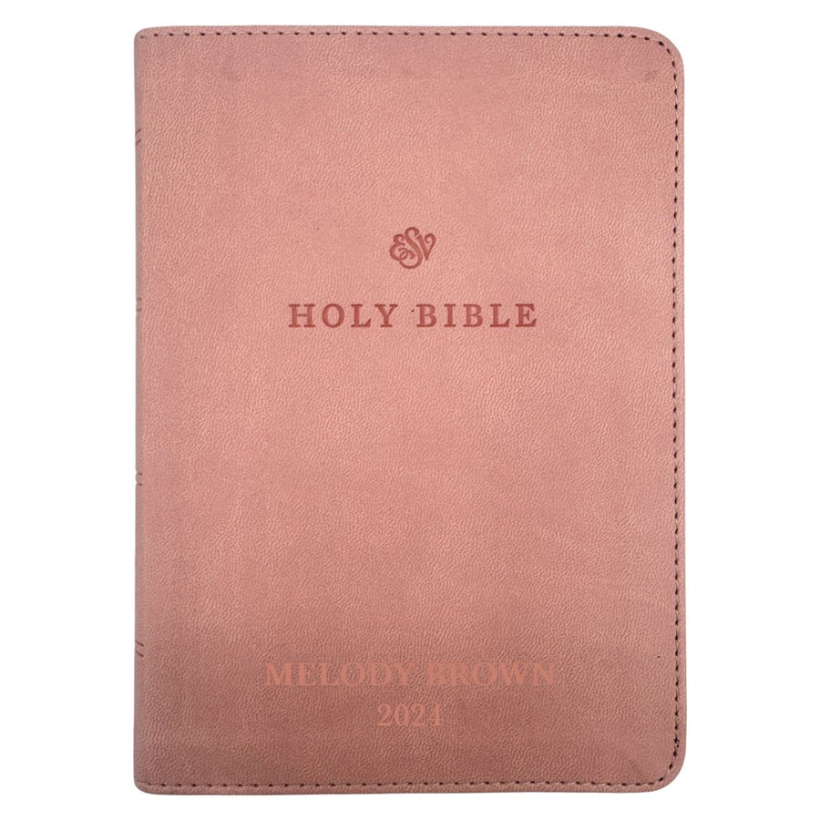 Small Compact Customized ESV Holy Bible | Faux Leather | Red Letter | Small Print | Pink - Shepherds Shelf