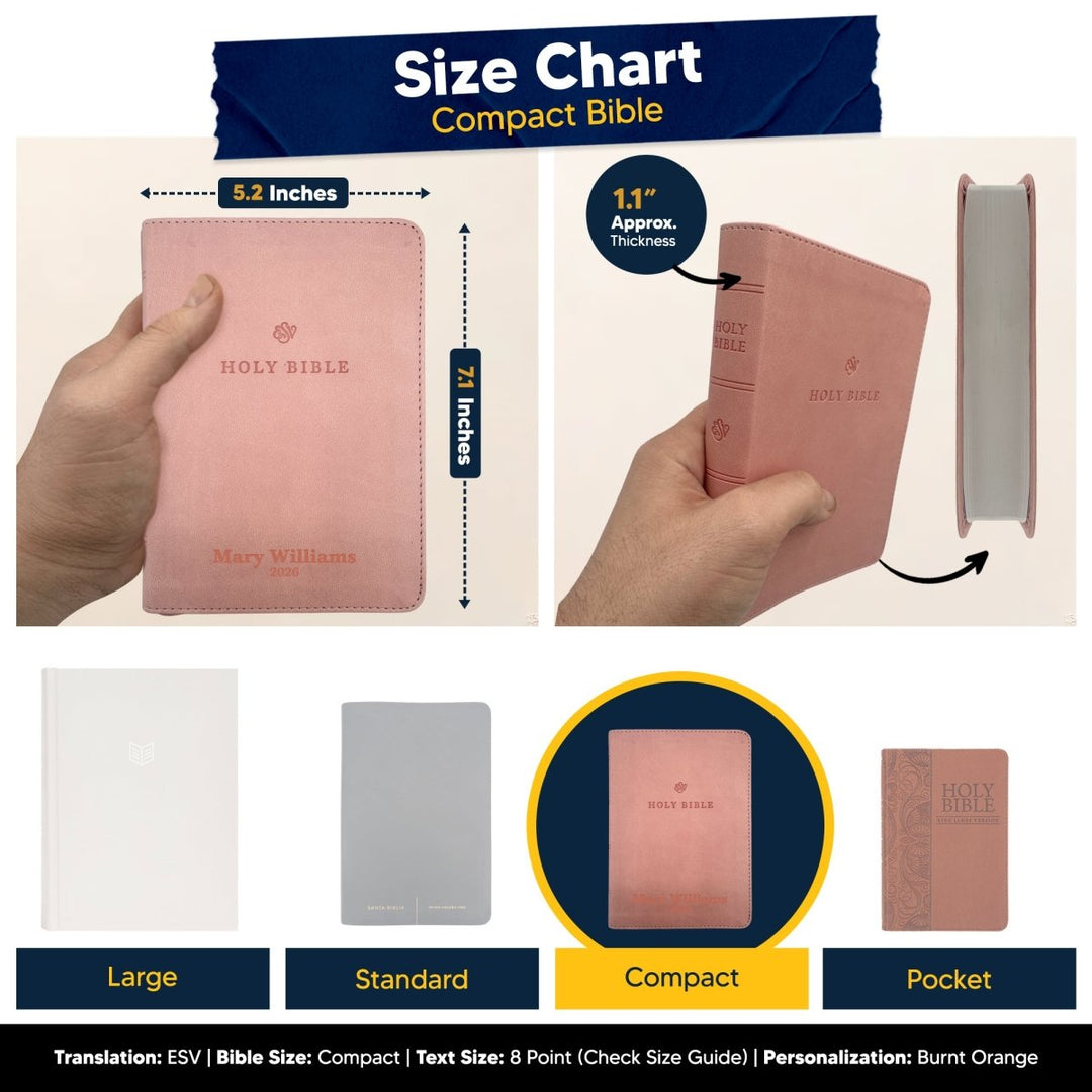 Small Compact Customized ESV Holy Bible | Faux Leather | Red Letter | Small Print | Pink - Shepherds Shelf
