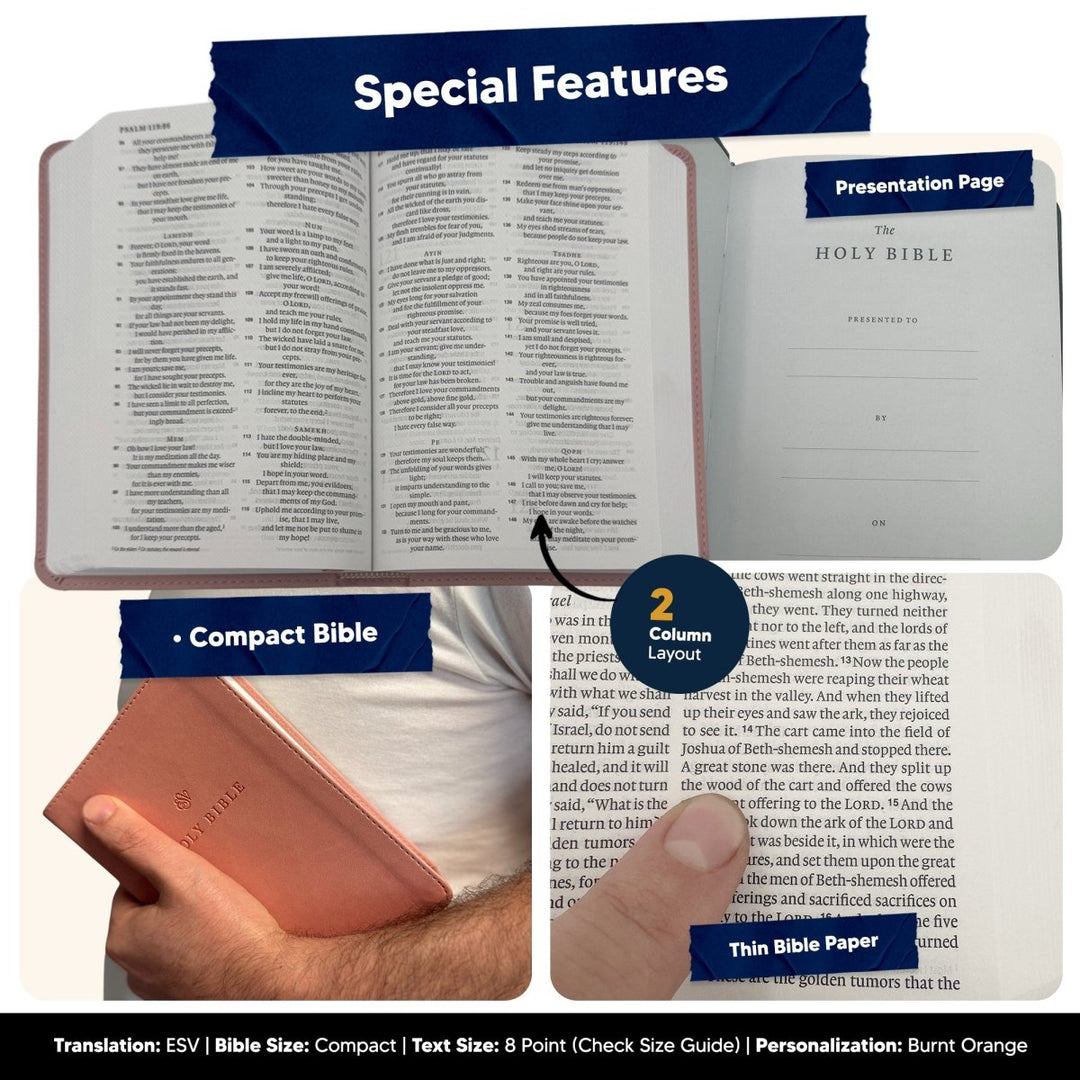 Small Compact Customized ESV Holy Bible | Faux Leather | Red Letter | Small Print | Pink - Shepherds Shelf