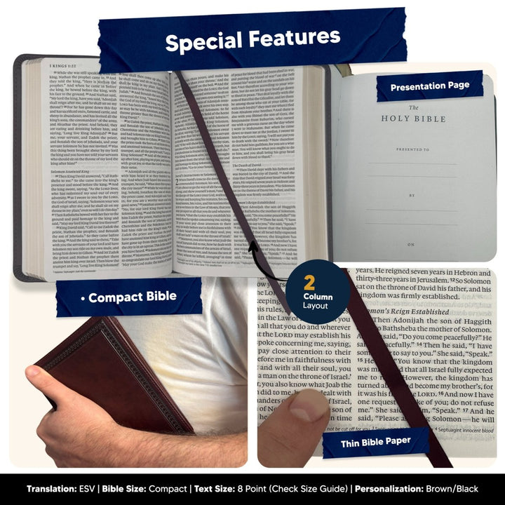 Small Compact Customized ESV Holy Bible | Faux Leather | Red Letter | Small Print | Plum - Shepherds Shelf