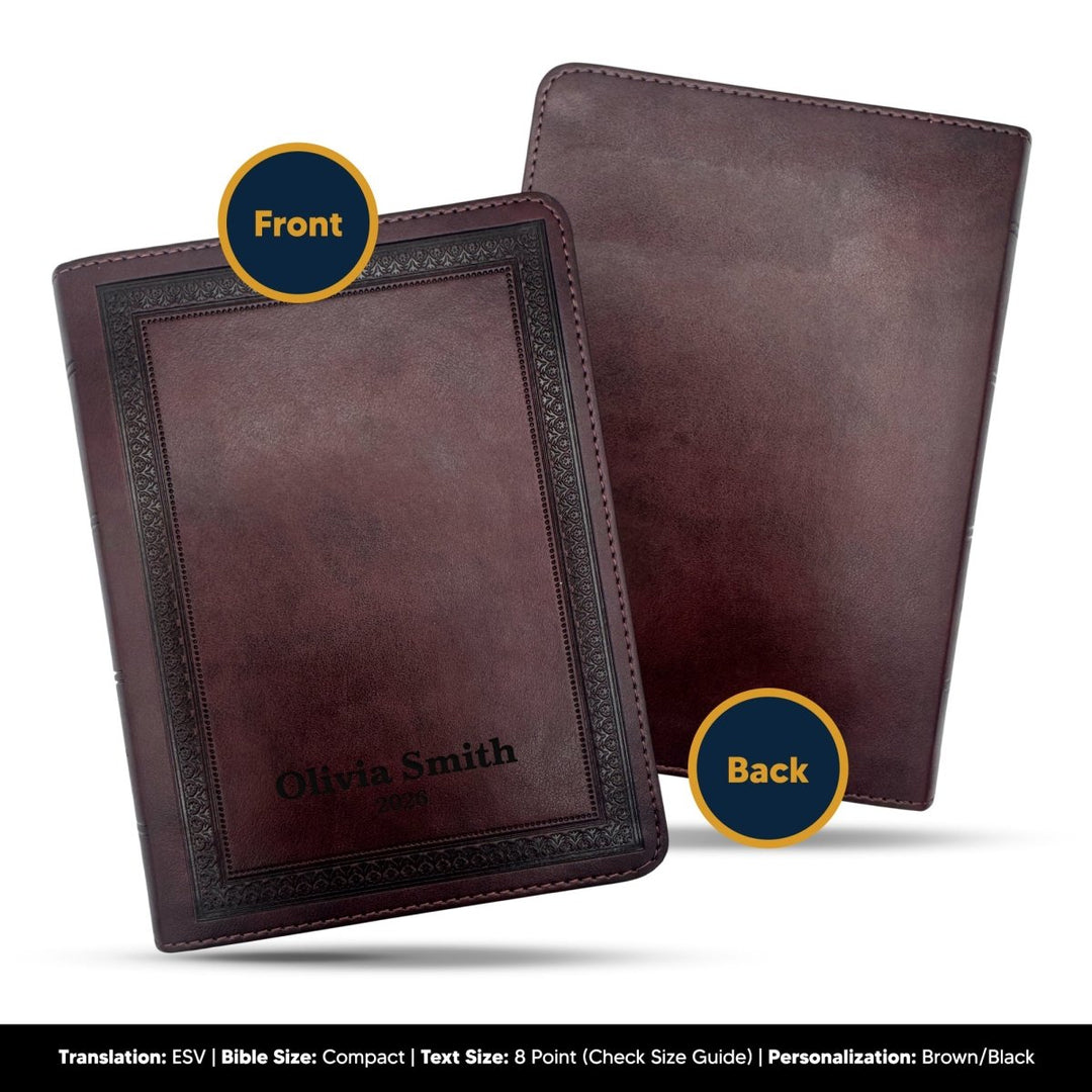 Small Compact Customized ESV Holy Bible | Faux Leather | Red Letter | Small Print | Plum - Shepherds Shelf