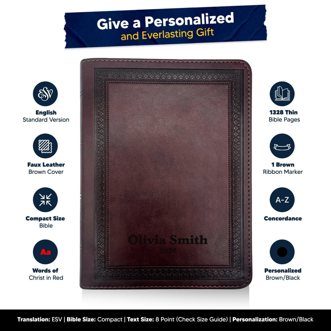 Small Compact Customized ESV Holy Bible | Faux Leather | Red Letter | Small Print | Plum - Shepherds Shelf