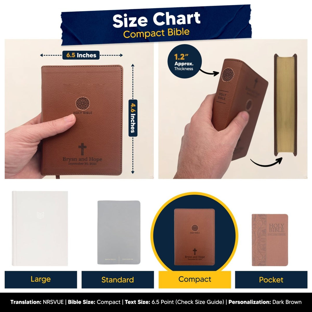Small Customized NRSVUE Holy Bible with Apocrypha | Extra Small Print | Brown - Shepherds Shelf