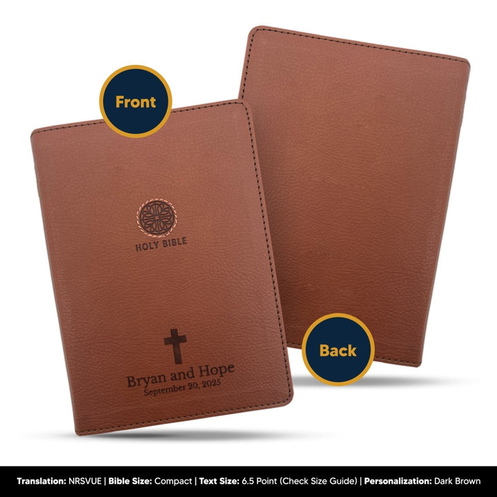 Small Customized NRSVUE Holy Bible with Apocrypha | Extra Small Print | Brown - Shepherds Shelf