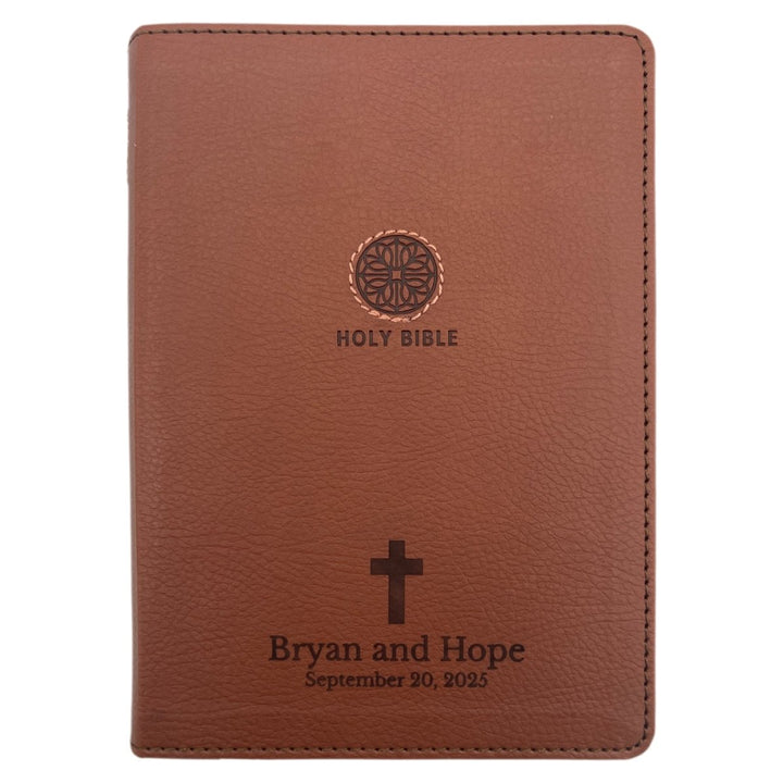 Small Customized NRSVUE Holy Bible with Apocrypha | Extra Small Print | Brown - Shepherds Shelf