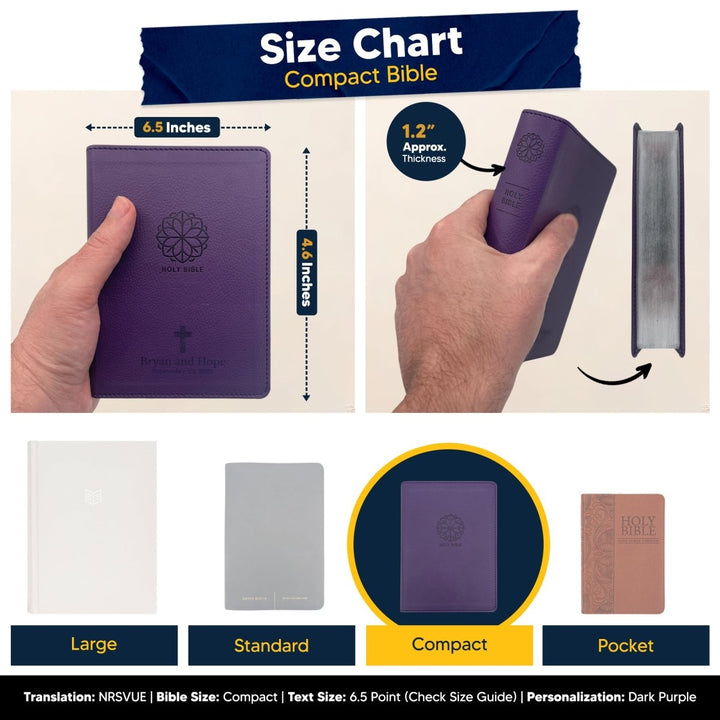 Small Customized NRSVUE Holy Bible with Apocrypha | Extra Small Print | Purple - Shepherds Shelf