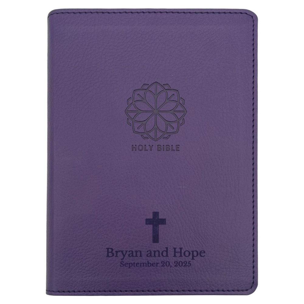 Small Customized NRSVUE Holy Bible with Apocrypha | Extra Small Print | Purple