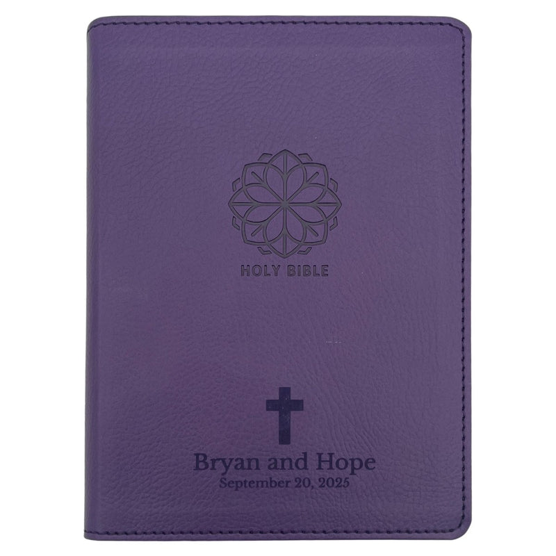 Small Customized NRSVUE Holy Bible with Apocrypha | Extra Small Print | Purple
