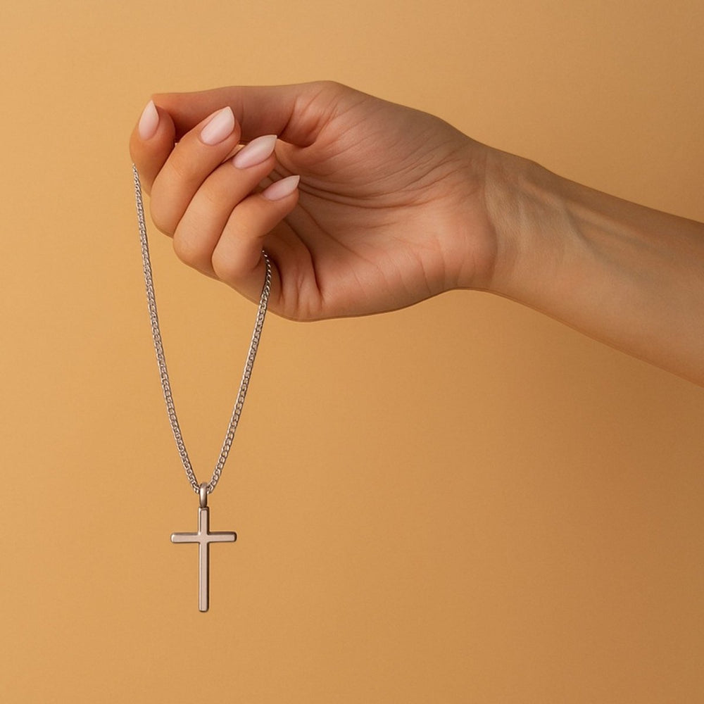 Stainless Steel Cross Pendant Necklace with Matching Chain - Shepherds Shelf