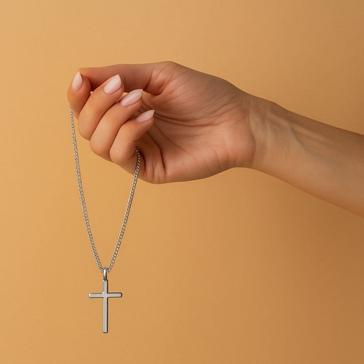 Stainless Steel Cross Pendant Necklace with Matching Chain - Shepherds Shelf