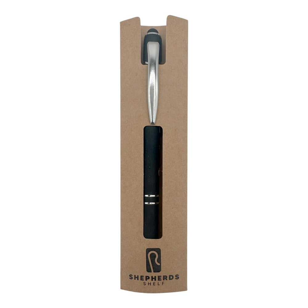 Strength & Courage Black Ink Metal Stylus Pen, Black - Shepherds Shelf