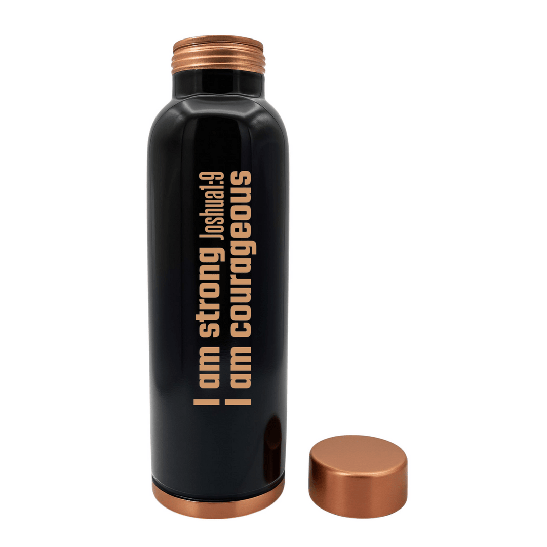 Strong and Courageous Custom Personalized Copper Water Bottle Joshua 1:9 and Name | Pure Copper | 33 Oz - Shepherds Shelf