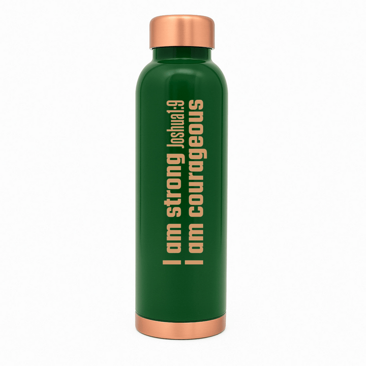 Strong and Courageous Custom Personalized Copper Water Bottle Joshua 1:9 and Name | Pure Copper | 33 Oz - Shepherds Shelf