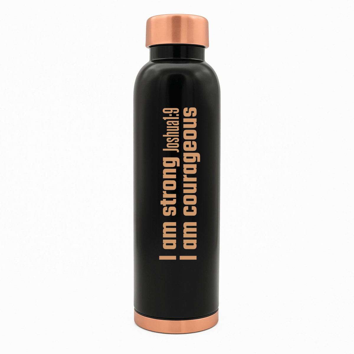 Strong and Courageous Custom Personalized Copper Water Bottle Joshua 1:9 and Name | Pure Copper | 33 Oz - Shepherds Shelf