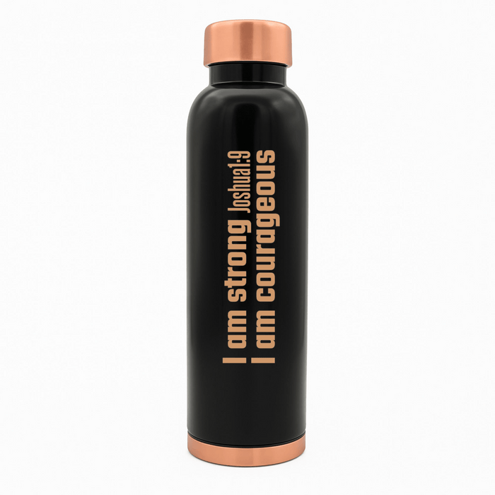 Strong and Courageous Custom Personalized Copper Water Bottle Joshua 1:9 and Name | Pure Copper | 33 Oz