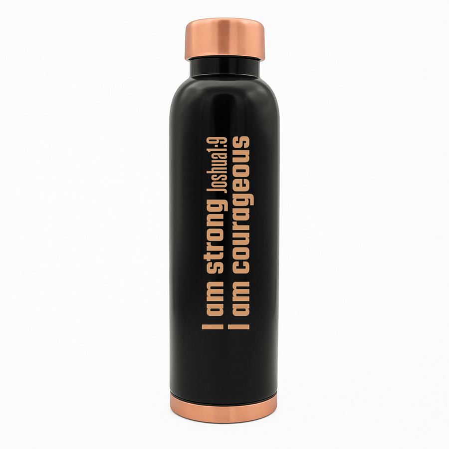Strong and Courageous Custom Personalized Copper Water Bottle Joshua 1:9 and Name | Pure Copper | 33 Oz - Shepherds Shelf