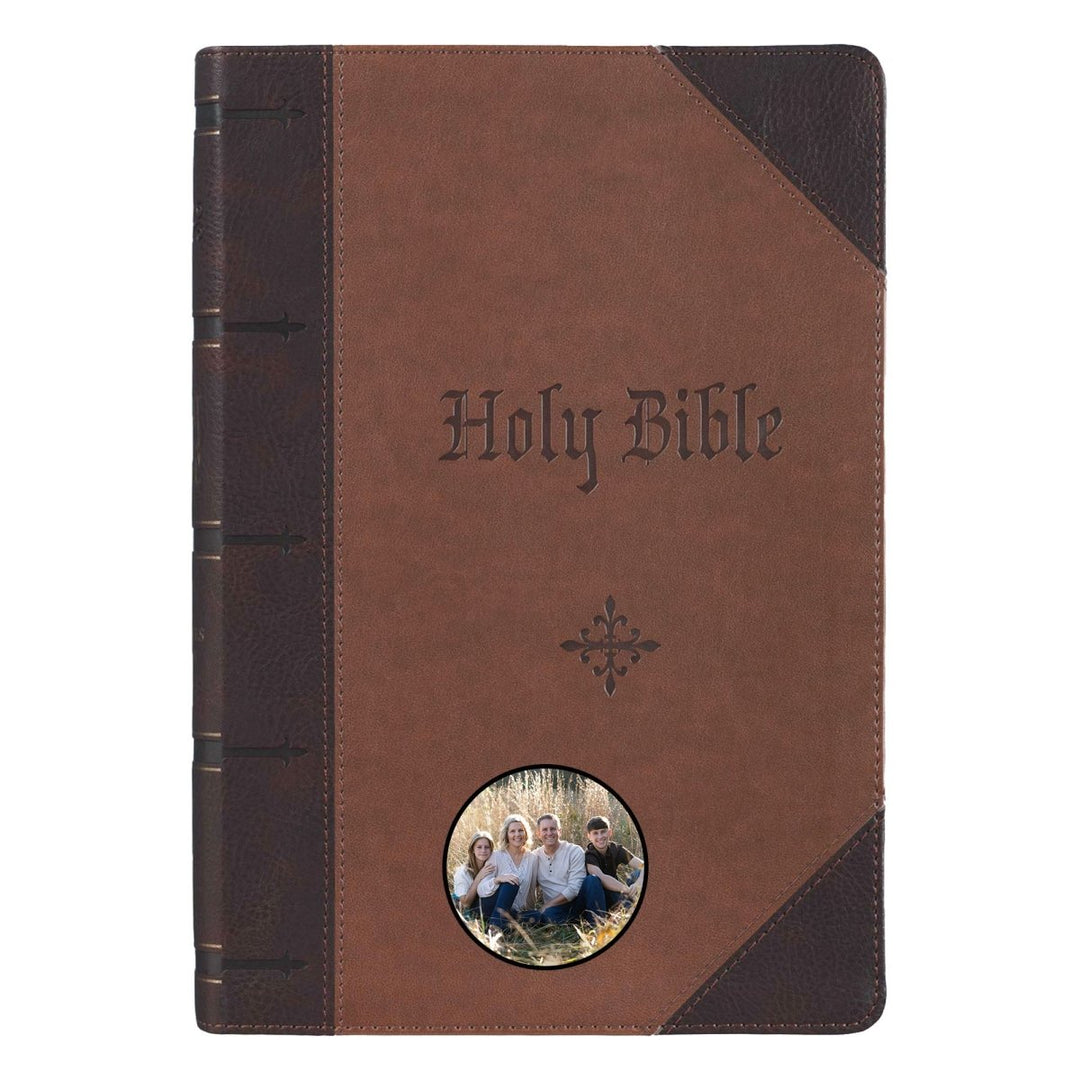 Your Color Photo Custom KJV Brown Study Size Holy Bible Giant Print - Shepherds Shelf
